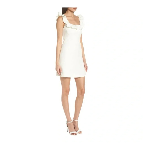 French Connection Whisper‎ Ruffle Square Neck Dress New Size 6 - Picture 4 of 14